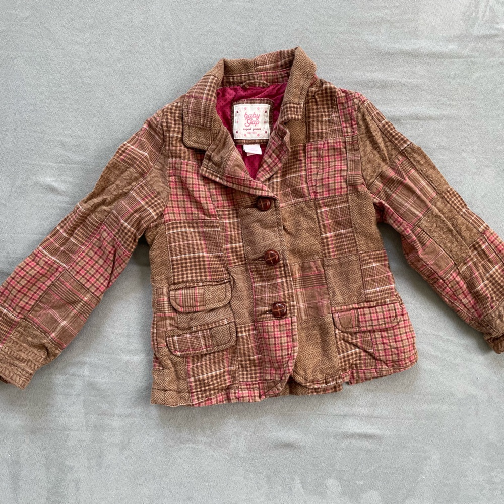 GAP Brown and Pink Blazer Tailored Cropped Style